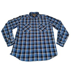 REI Western Snap Shirt Size S Blue Plaid Organic Cotton Button-Up Outdoor